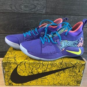 Nike Purple and Teal Sneakers with Neon Accents
